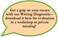 Get a grip on your essays with our Writing Diagnostic--download it here for evaluation in a workshop or private tutoring!
